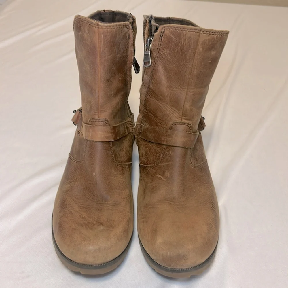 NEW Teva Zip Closure Camel Leather Suede Ankle Boots Women’s Size 6 - Picture 5 of 16